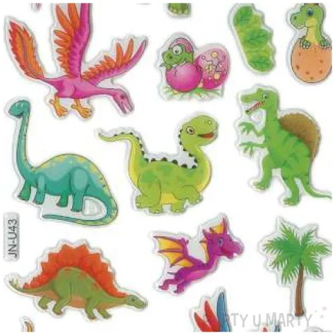 naklejki dinozaury kolorowe mix titanum 20 szt