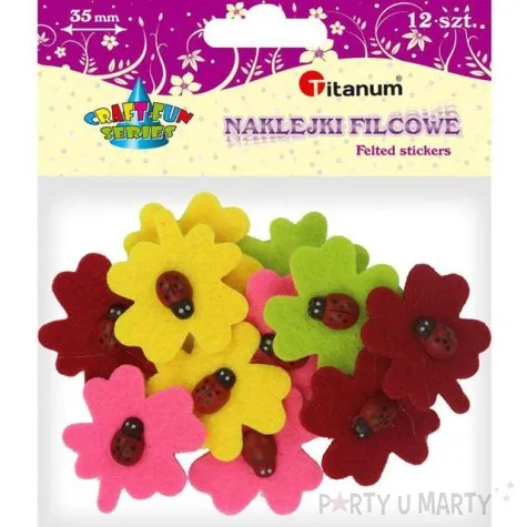 naklejki filcowe kwiatki z biedronka titanum 12 szt