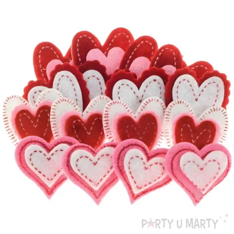 naklejki filcowe serca rozowo czerwone brewis 16 szt