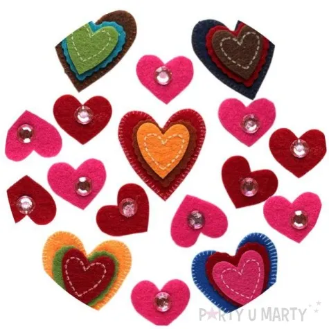 naklejki filcowe serduszka z cyrkoniami mix titanum 13 szt