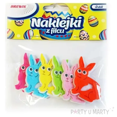 naklejki filcowe wielkanocne kolorowe zajace brewis 6 szt