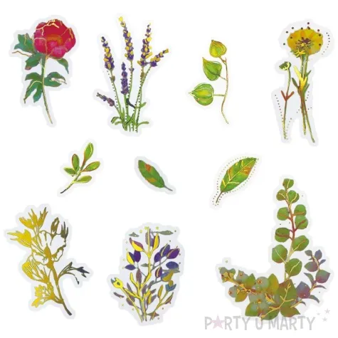 naklejki foliowe kwiaty piwonia i lawenda titanum 10 szt