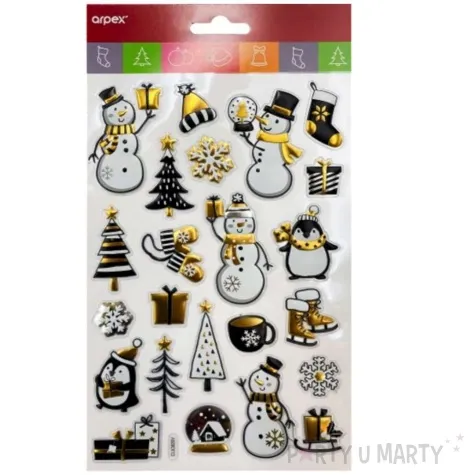 naklejki glamour 3d choinki i balwanki czarno zlote arpex arkusz