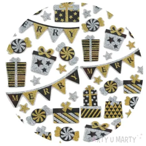 naklejki glamour prezenty czarno zloto srebrne arpex arkusz