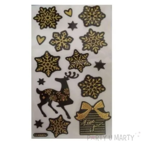 naklejki glamour sniezynki czarno zlote arpex 17 szt