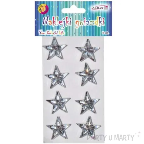 naklejki gwiazdy 3d srebrne aliga 8 szt