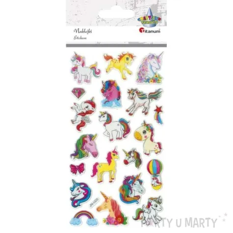 naklejki jednorozce teczowe mix titanum 20 szt