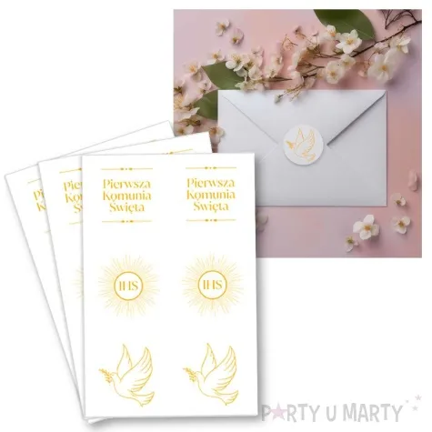 naklejki komunia swieta ihs hostia zloto bialy czakos 18 szt