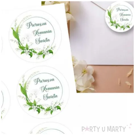 naklejki komunia swieta konwalie 17x12 cm 6 szt