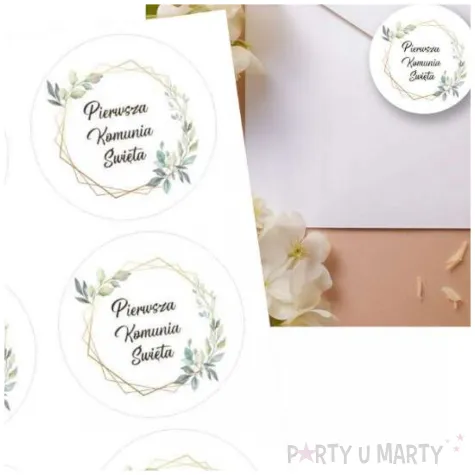 naklejki komunia swieta mietowa geometria 17x12 cm 6 szt