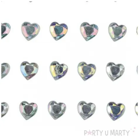 naklejki krysztalowe serca srebrny titanum 42 szt