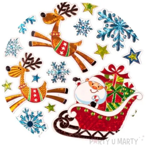 naklejki mikolaj i renifery holograficzne arpex arkusz