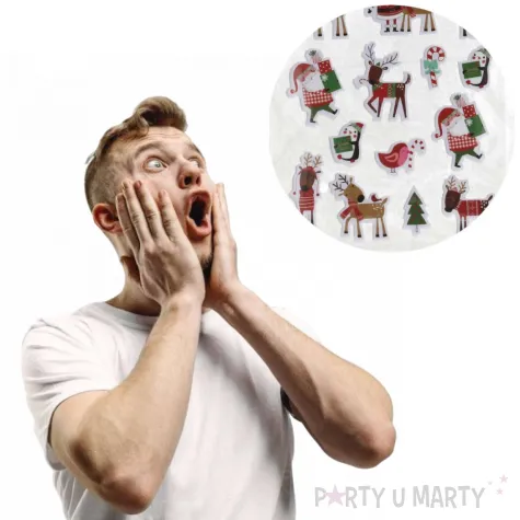 naklejki mikolaje i reniferki foliowe brewis 14 szt