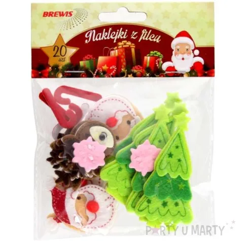 naklejki mikolaje reniferki choinki filcowe brewis 20 szt