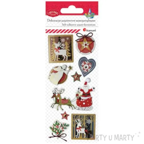 naklejki mikolajki swiateczne mix titanum 10 szt