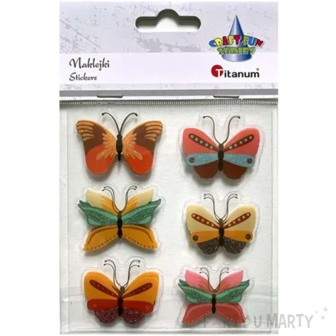 naklejki motyle 3d foliowe mix titanum ok 4 3 cm 6 szt