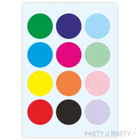 naklejki na dzien kropki kolorowe kolka 4 cm a5 12 szt