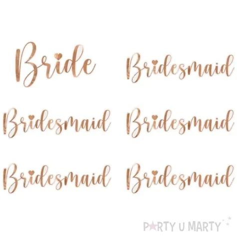 naklejki na kieliszki bride bridesmaid rozowe zloto partydeco 2 szt