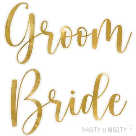 naklejki na kieliszki bride groom zloty partydeco 2 szt