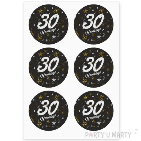naklejki na koperty 30 urodziny glamur birthday 17x12 cm 6 szt