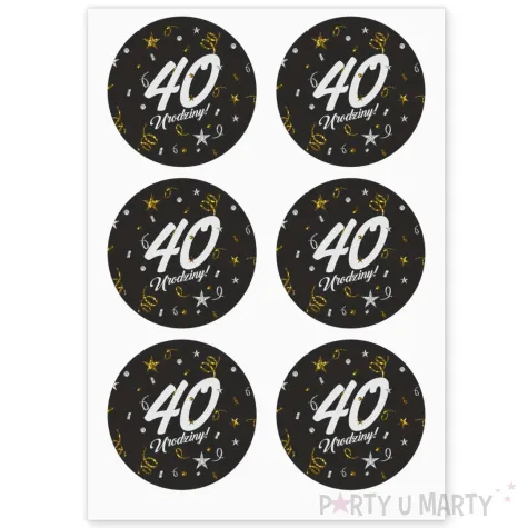 naklejki na koperty 40 urodziny glamur birthday 17x12 cm 6 szt