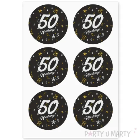 naklejki na koperty 50 urodziny glamur birthday 17x12 cm 6 szt