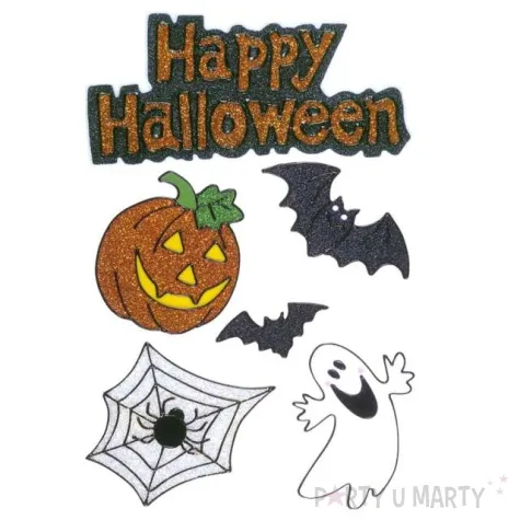 naklejki na okno happy halloween brokatowe widmann 6 szt
