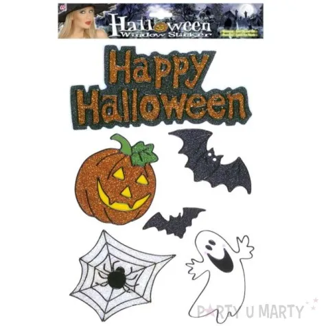 naklejki na okno happy halloween brokatowe widmann 6 szt