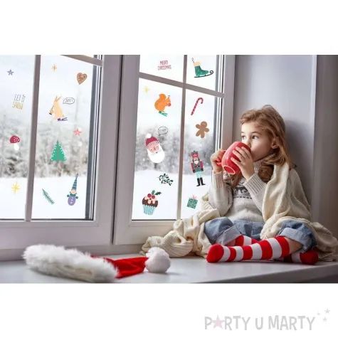 naklejki na okno holly jolly swiateczny szal folat 20 szt