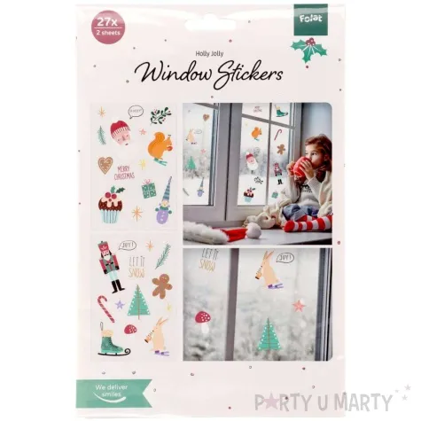 naklejki na okno holly jolly swiateczny szal folat 20 szt