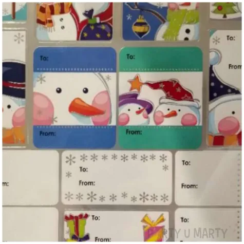 naklejki na prezenty balwanki niebieski mix arpex