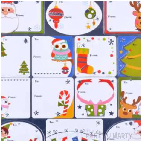 naklejki na prezenty mikolaj i renifer niebieski mix arpex