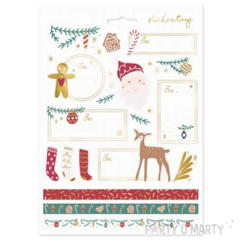 naklejki na prezenty mikolaj i zimowe wzory mix partydeco 31 szt