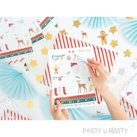 naklejki na prezenty mikolaj i zimowe wzory mix partydeco 31 szt