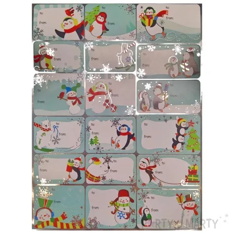 naklejki na prezenty pingwiny i balwanki arpex 36 szt