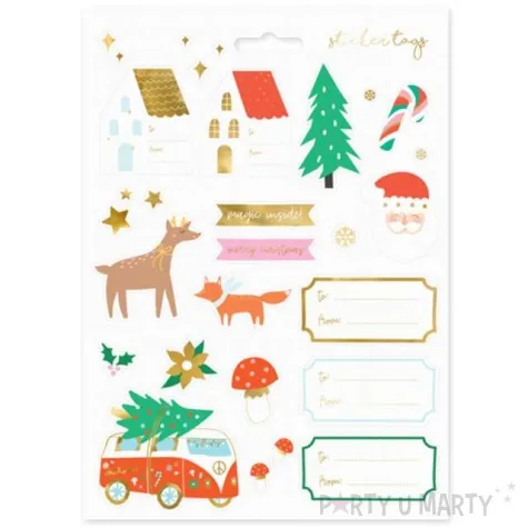 naklejki na prezenty swiateczne wzory mix partydeco 20 szt