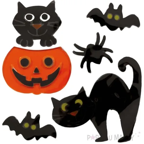 naklejki na szybe kot nietoperz dynia pomaranczowy czarny guirca 6 szt