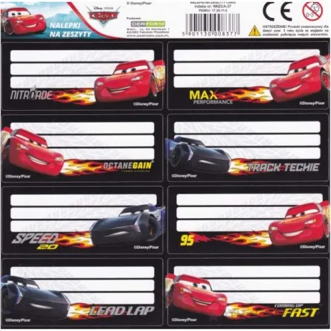naklejki na zeszyt auta czarne starpak 8 szt