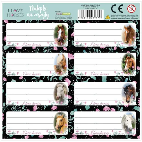 naklejki na zeszyt i love horses konie granatowe starpak 8 szt