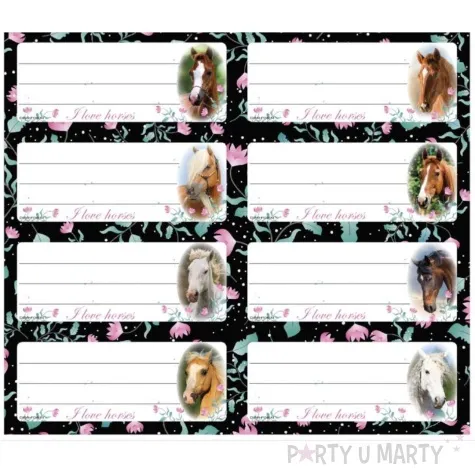 naklejki na zeszyt i love horses konie granatowe starpak 8 szt