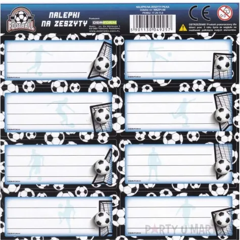 naklejki na zeszyt pilka nozna czarne starpak 8 szt