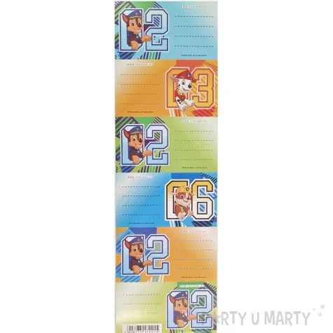 naklejki na zeszyt psi patrol cyferki starpak 6 szt