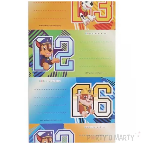naklejki na zeszyt psi patrol cyferki starpak 6 szt