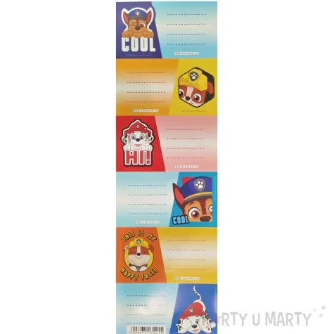 naklejki na zeszyt psi patrol napisy starpak 6 szt