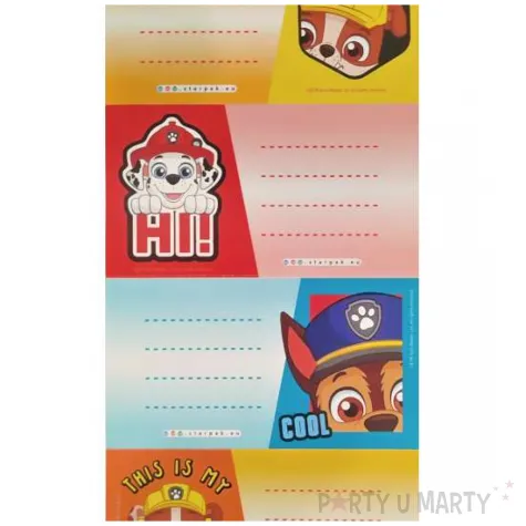 naklejki na zeszyt psi patrol napisy starpak 6 szt