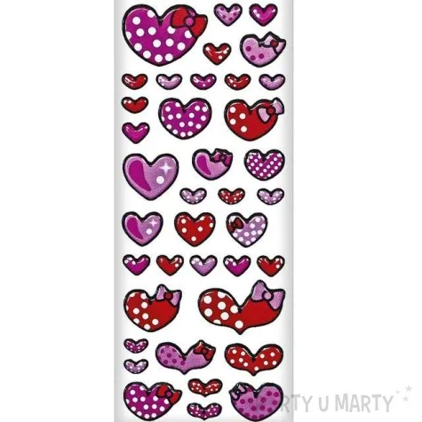 naklejki nakrapiane serduszka mix titanum 38 szt