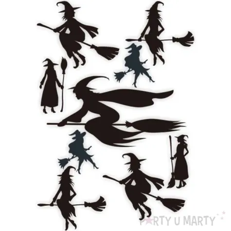 naklejki party czarownice mix czarne 9 szt