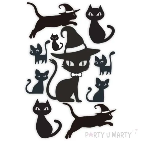 naklejki party koty mix czarne 10 szt