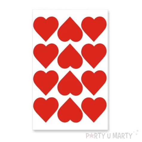 naklejki party serca czerwone 2 5x2 5 cm 12 szt