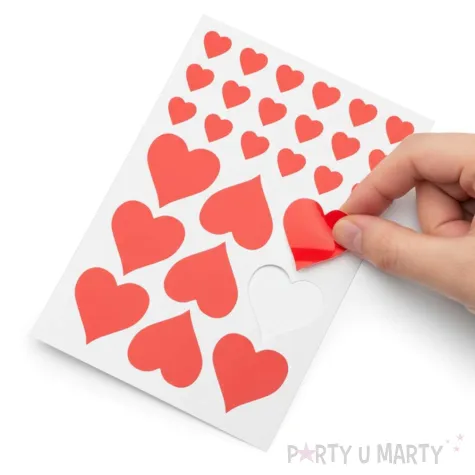 naklejki party serca czerwone mix 27 szt